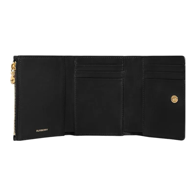 Burberry Cow Leather Wallet Coin Purse Wallet Women's Multicolor Plaid/Black-4