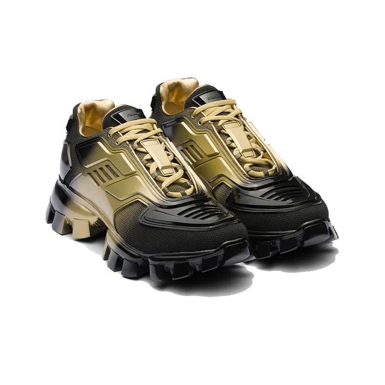 PRADA Low Top Sports Casual Shoes Men's Black Gold-2