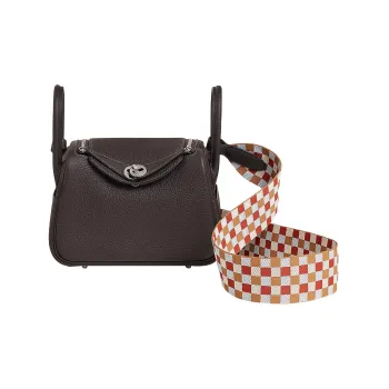 HERMES Lindy Clemence Leather Handbag Shoulder Bag Crossbody Bag Mini Women's Ebony/Tea Brown/Cream White/Dusty Blue