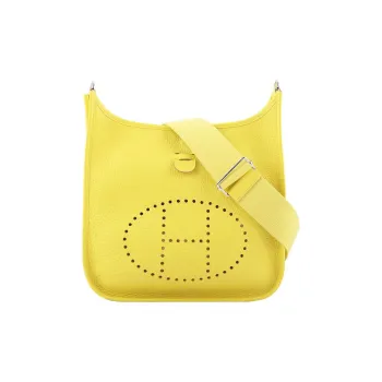 HERMES Evelyne Clemence Bullock Leather Shoulder Bag Crossbody Bag Women's 9R Lime Lemon