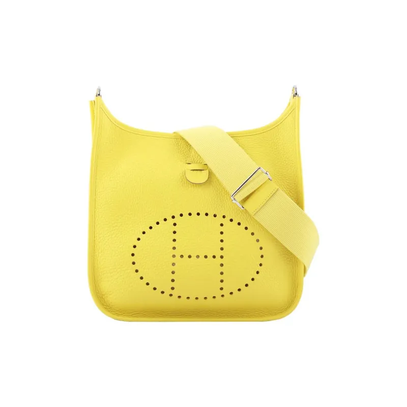 HERMES Evelyne Clemence Bullock Leather Shoulder Bag Crossbody Bag Women's 9R Lime Lemon-0