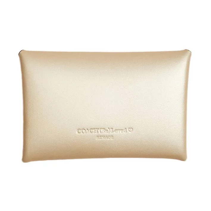 COACH Pouch Pebbled Leather Handbag Clutch Coin Purse Medium Size Women's Metallic Green-1
