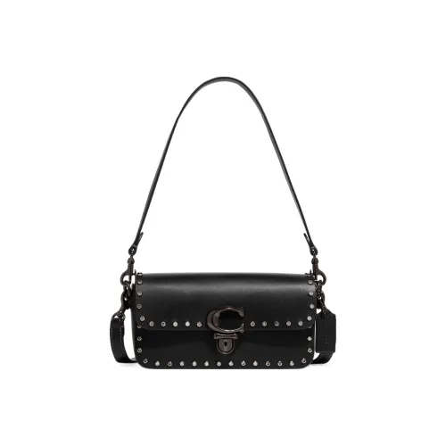 COACH Studio Glove Tanned Leather Shoulder Bag Crossbody Bag Small Size Women's Black