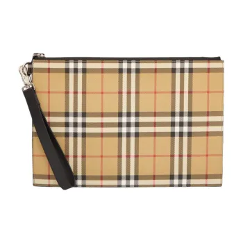 Burberry Vintage Leather Clutch Regular Men's Light Umber