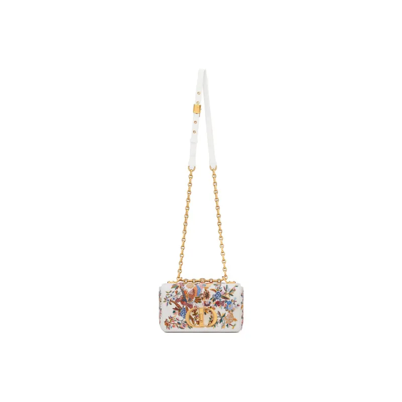DIOR Caro Sheepskin Patchwork Embroidery Handheld Shoulder Bag Crossbody Bag Small Size Women's White-4