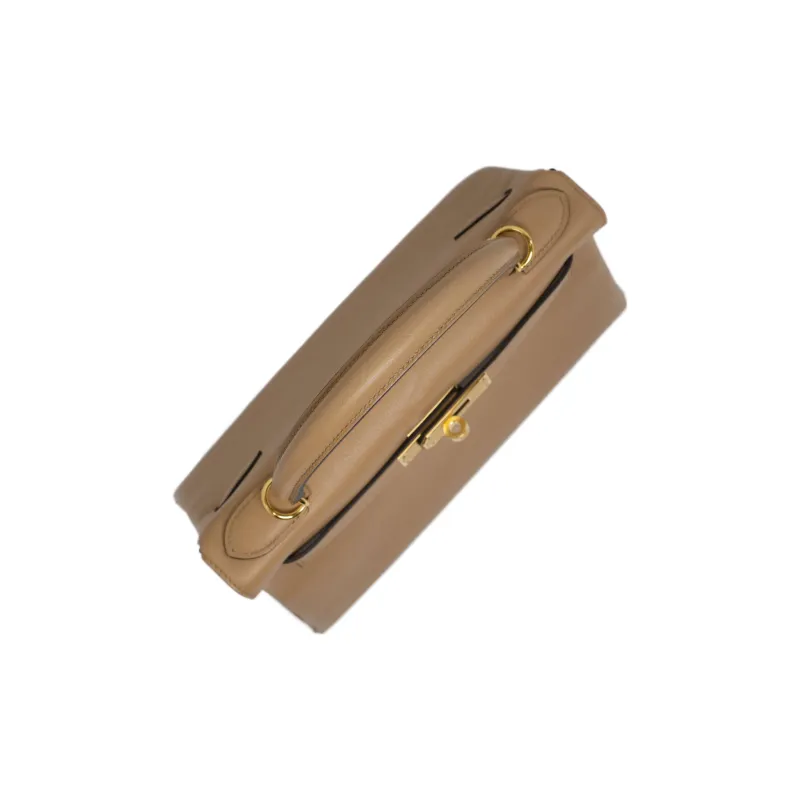 HERMES Kelly Evercolor Leather Kelly Bag Shoulder Bag Crossbody Bag Handbag Women's 0M Chai Milk Tea Beige-7