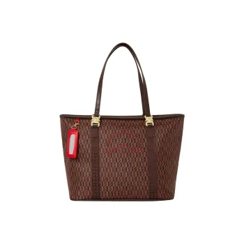 SPRAYGROUND Fabric With Vegan Leather Tote Bag, Shopping Bag, Shoulder Bag, Handbag Regular Women's Brown