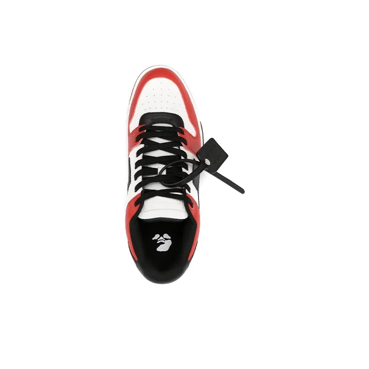 OFF WHITE Out Of Office Panelled Leather Sneakers 'Red Black White'-2
