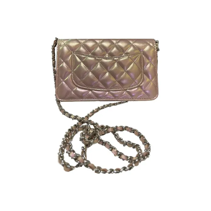 CHANEL WOC Calfskin Crossbody Bag, Shoulder Bag Women's Pearlescent Light Pink Red-1