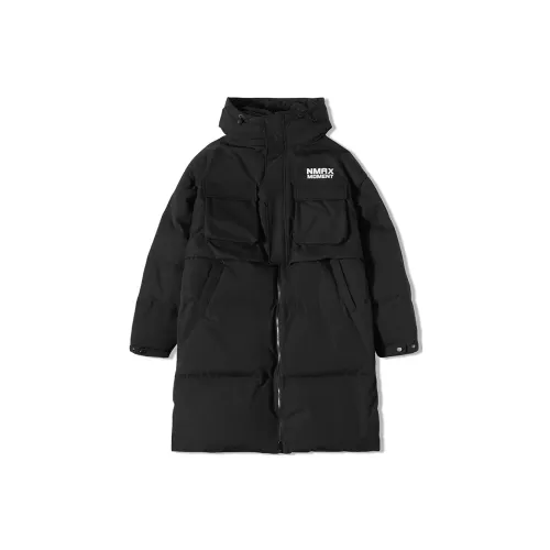 N-MAX Solid Color Hooded Loose Fit Thickened Mid-Length Down Jacket Unisex Black