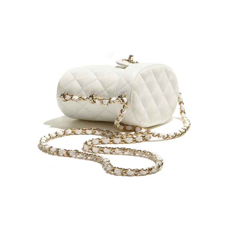 CHANEL Sheepskin Shoulder Bag, Crossbody Bag, Makeup Bag Trumpets Women's White-2