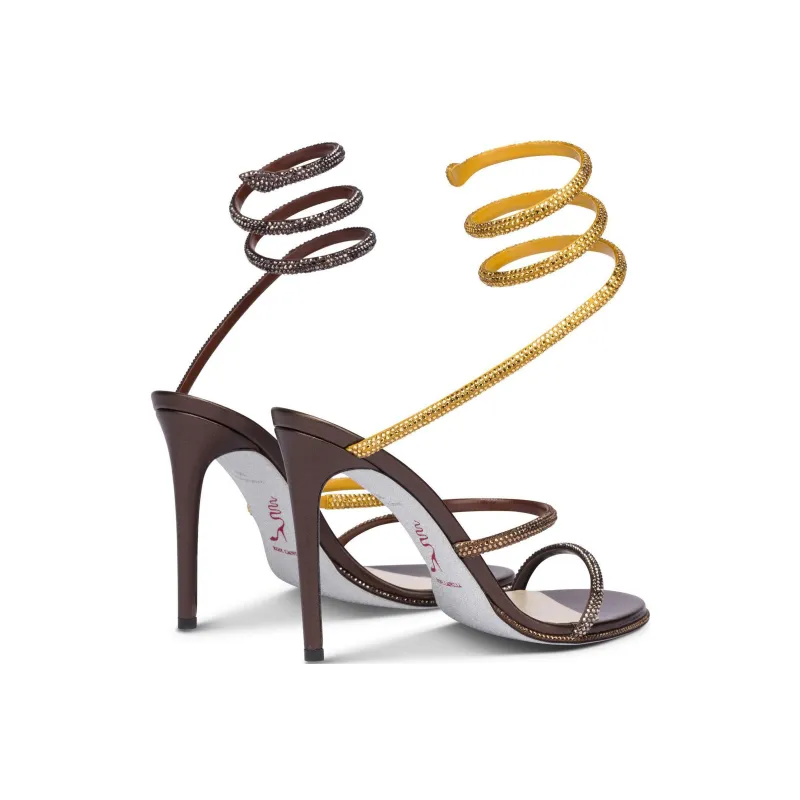 RENE CAOVILLA One Strap Sandals Women's Gold Brown-3