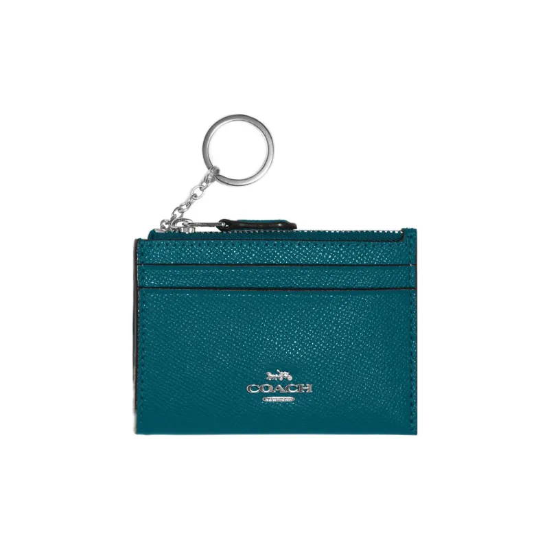 COACH Women's Mini Id Zip Skinny Card Holder Blue-0