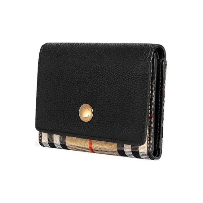 Burberry Cow Leather Wallet Coin Purse Wallet Women's Multicolor Plaid/Black-2