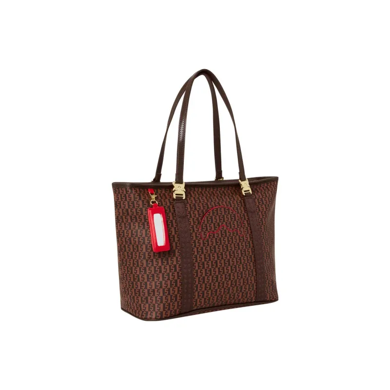 SPRAYGROUND Fabric With Vegan Leather Tote Bag, Shopping Bag, Shoulder Bag, Handbag Regular Women's Brown-2