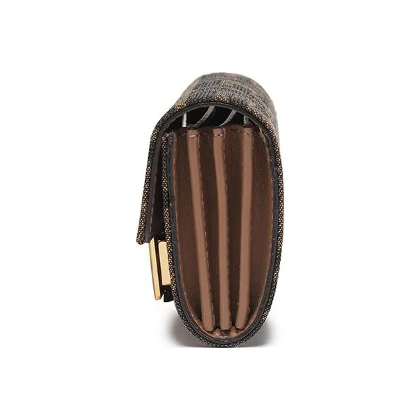 FENDI Fabric Card Holder, Coin Purse Women's Brown-2