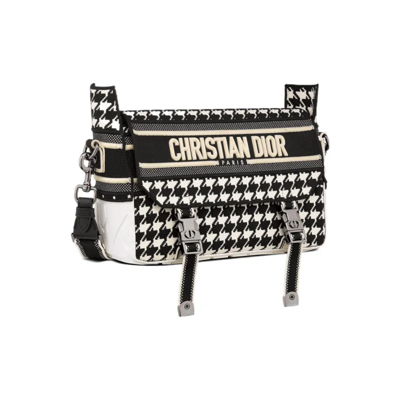 DIOR DiorCamp Technical Knitted Fabric Messenger Bag Shoulder Bag Crossbody Bag Small Size Women's Black/White-1