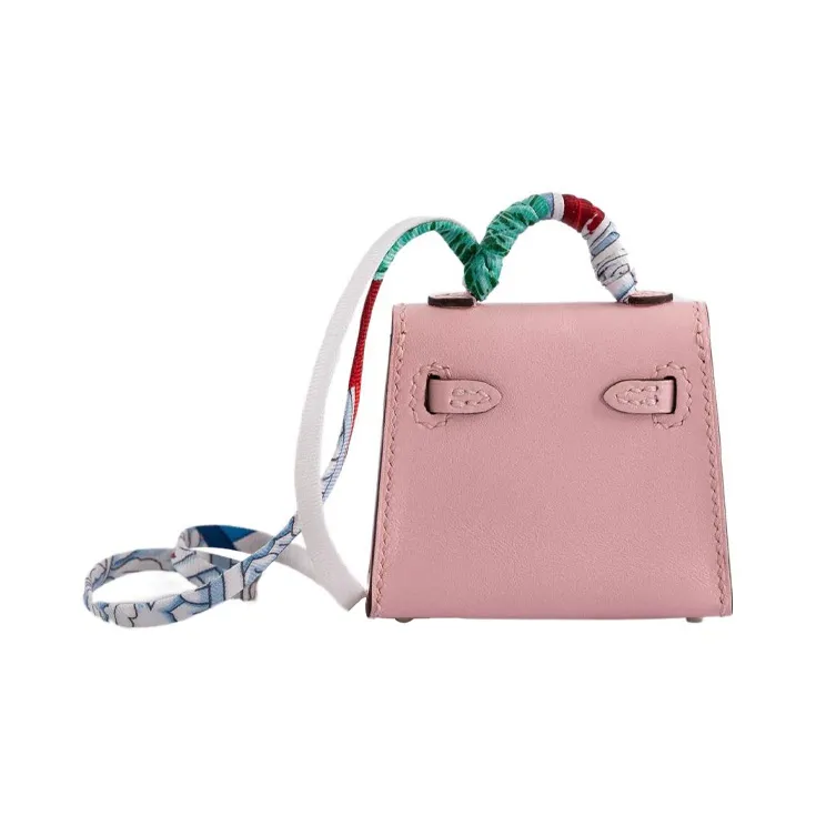 HERMES Kelly Twilly Tadelakt Calfskin Pendant Bag Accessories Women's 3Q RoseSakura Cherry Blossom Pink-2