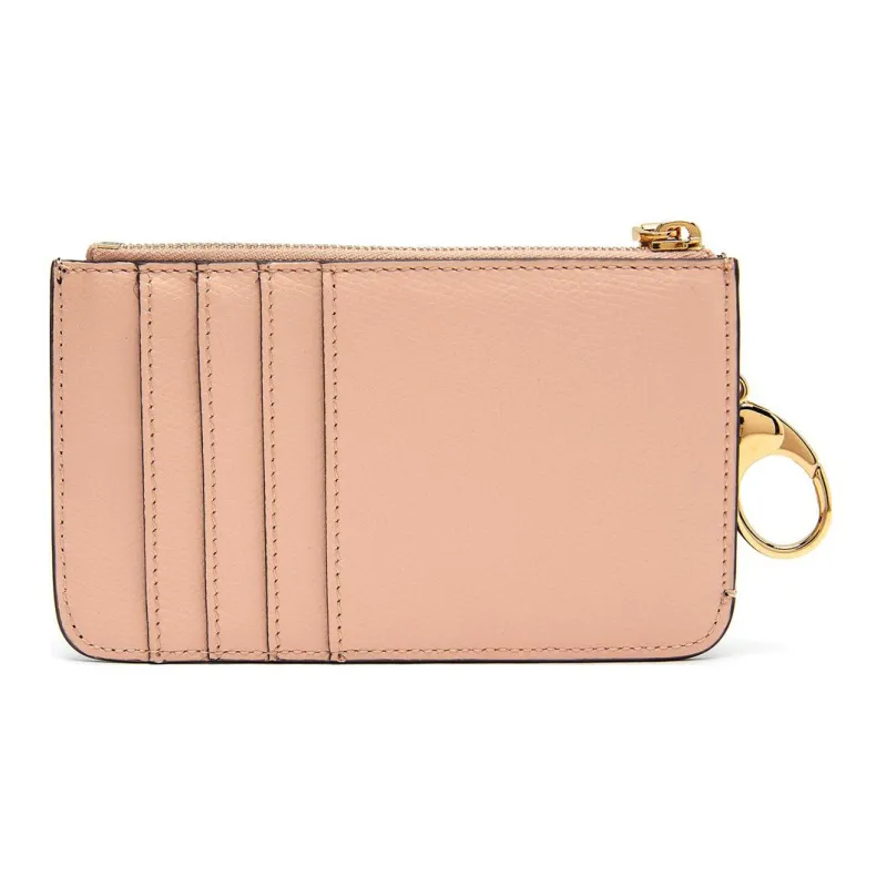 FENDI Calfskin Coin Purses Card Holders Women's Brown/Pink-1