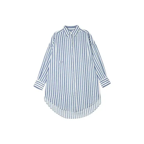 Simple Pieces Long-Sleeved Dresses Women's Blue/White Stripes