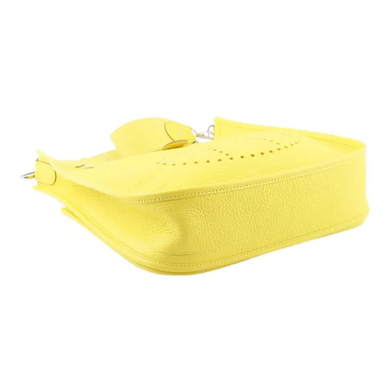 HERMES Evelyne Clemence Bullock Leather Shoulder Bag Crossbody Bag Women's 9R Lime Lemon-4