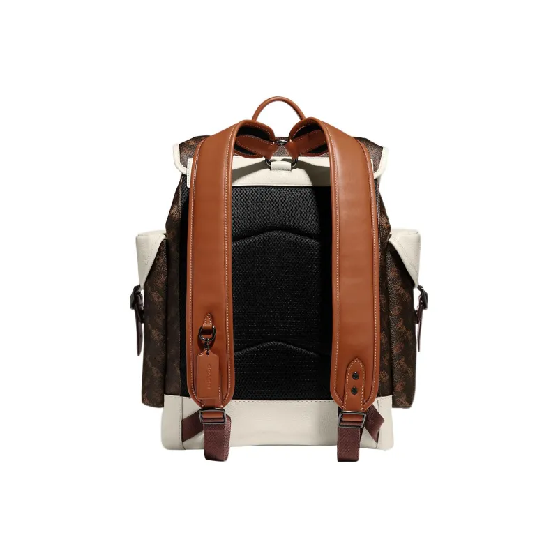 COACH Hitch Coated Canvas With Polished Pebbled Leather And Refined Calfskin Backpack Tubas Men's Brown & White-1