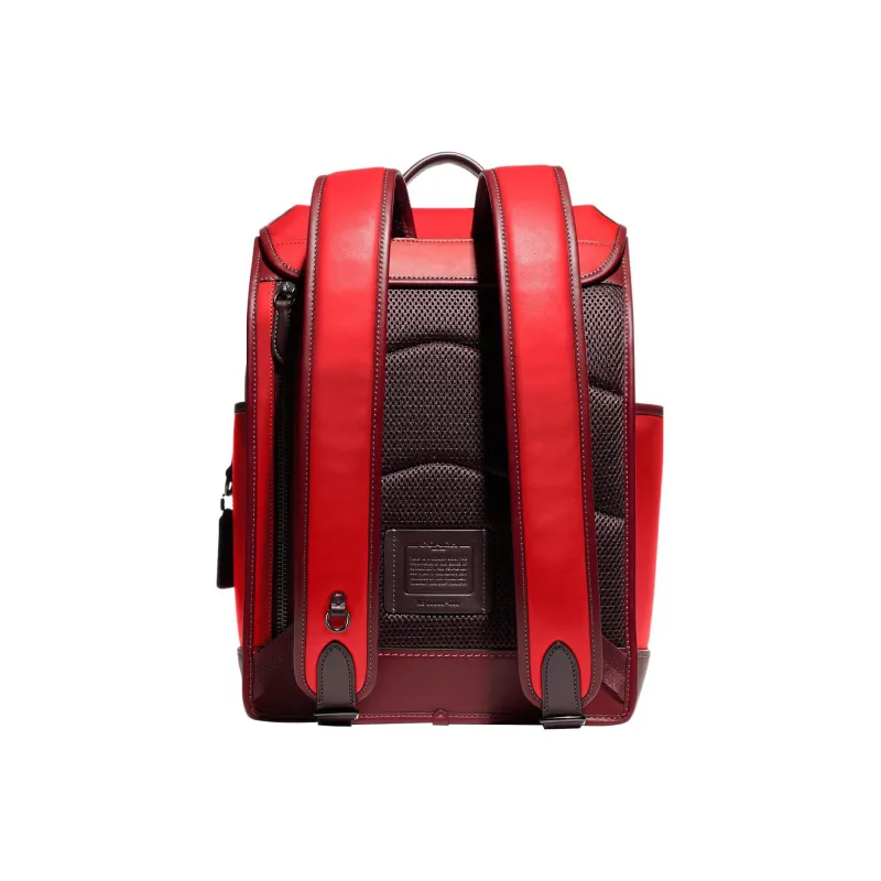 COACH League Cow Leather With Textile Backpack Large Size Men's Red-1