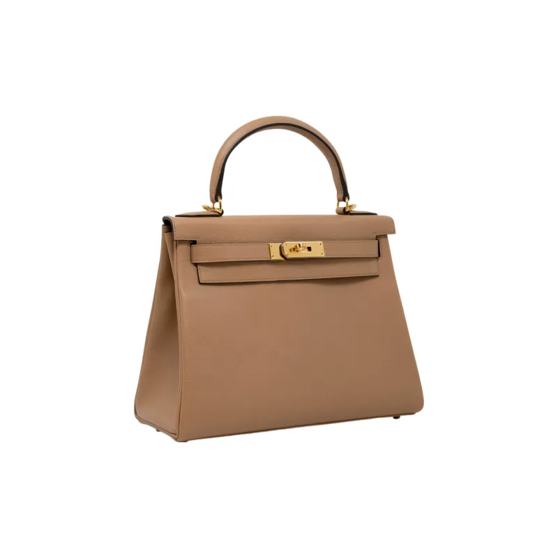 HERMES Kelly Evercolor Leather Kelly Bag Shoulder Bag Crossbody Bag Handbag Women's 0M Chai Milk Tea Beige-3