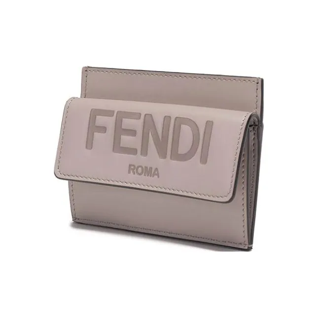 FENDI Cow Leather Card Holder, Coin Purse Regular Women's Dark Nude-1