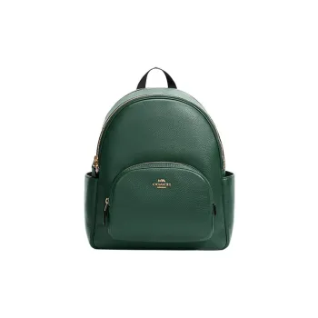 COACH Court Pebbled Leather Backpack Large Size Women's Dark Green
