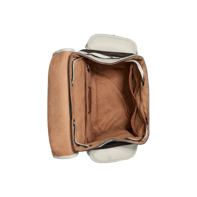 COACH Hitch Coated Canvas With Polished Pebbled Leather And Refined Calfskin Backpack Tubas Men's Brown & White-3