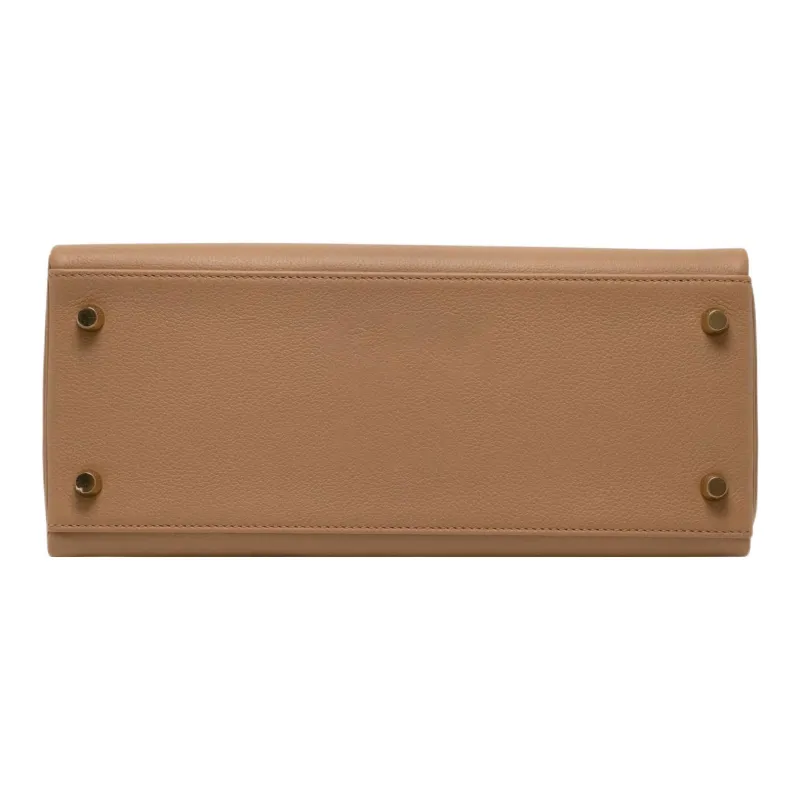 HERMES Kelly Evercolor Leather Kelly Bag Shoulder Bag Crossbody Bag Handbag Women's 0M Chai Milk Tea Beige-8