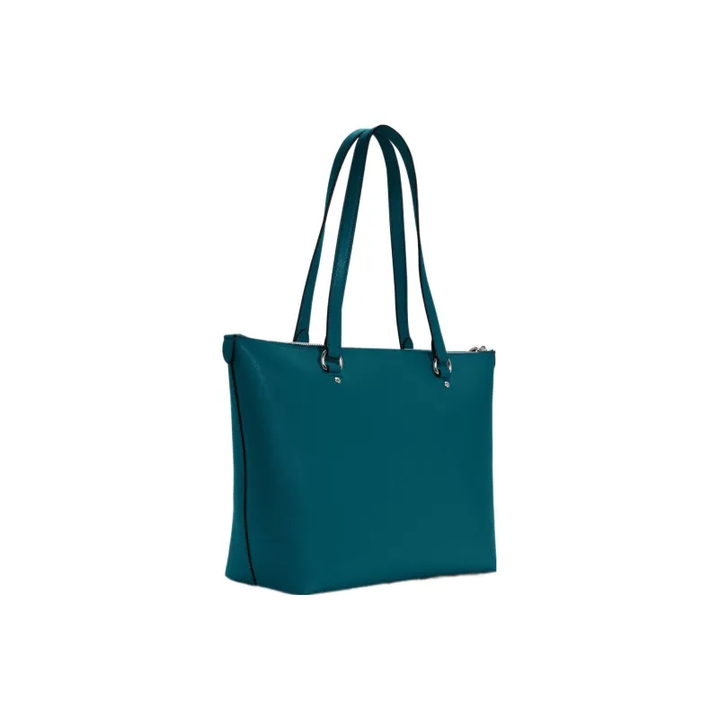 COACH Gallery Cross Stitch Leather Tote Bag Shopping Bag Handbag Shoulder Bag Women's Deep Turquoise-1