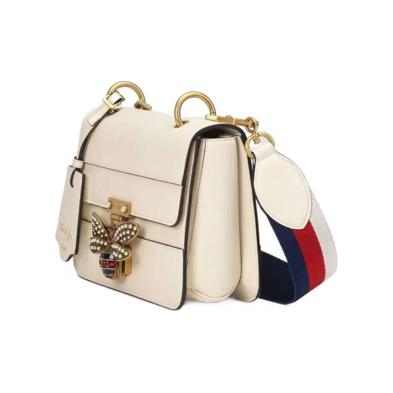 GUCCI Queen Margaret Leather Shoulder Bag, Crossbody Bag Trumpets Women's White-1