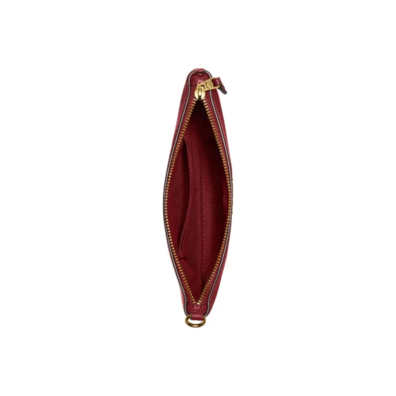 COACH Wristlet Polished Grained Leather Wrist Bags Clutches Small Size Women's Cherry Red-2