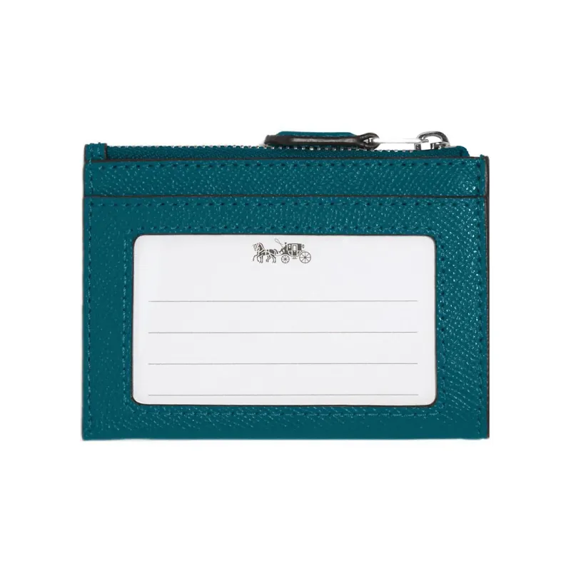 COACH Women's Mini Id Zip Skinny Card Holder Blue-1