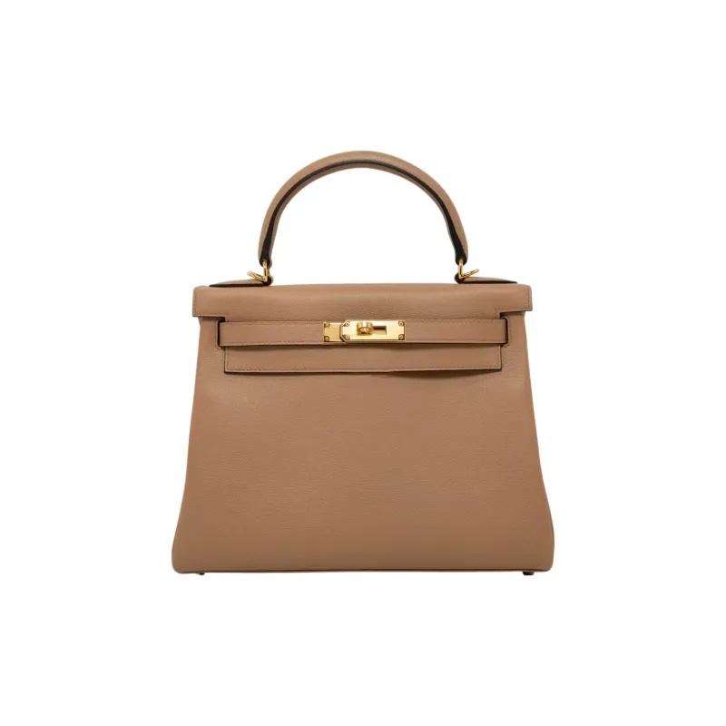 HERMES Kelly Evercolor Leather Kelly Bag Shoulder Bag Crossbody Bag Handbag Women's 0M Chai Milk Tea Beige-0