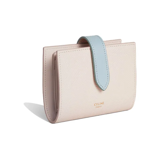 CELINE Grained Calfskin Wallet Women's Pink/Blue-1
