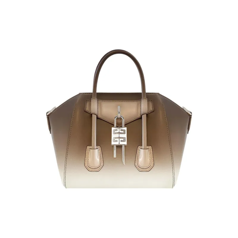 Givenchy Antigona Smooth Cow Leather Shoulder Bag, Crossbody Bag, Handbag Mini Women's Coffee/White-0