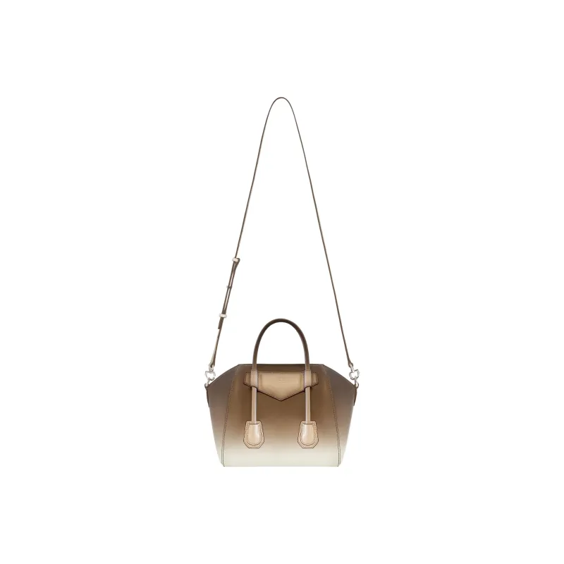 Givenchy Antigona Smooth Cow Leather Shoulder Bag, Crossbody Bag, Handbag Mini Women's Coffee/White-1