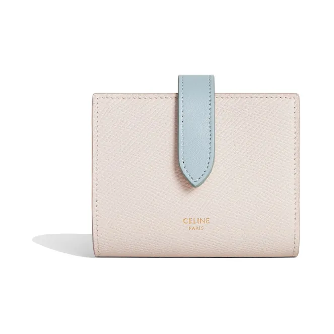 CELINE Grained Calfskin Wallet Women's Pink/Blue-0