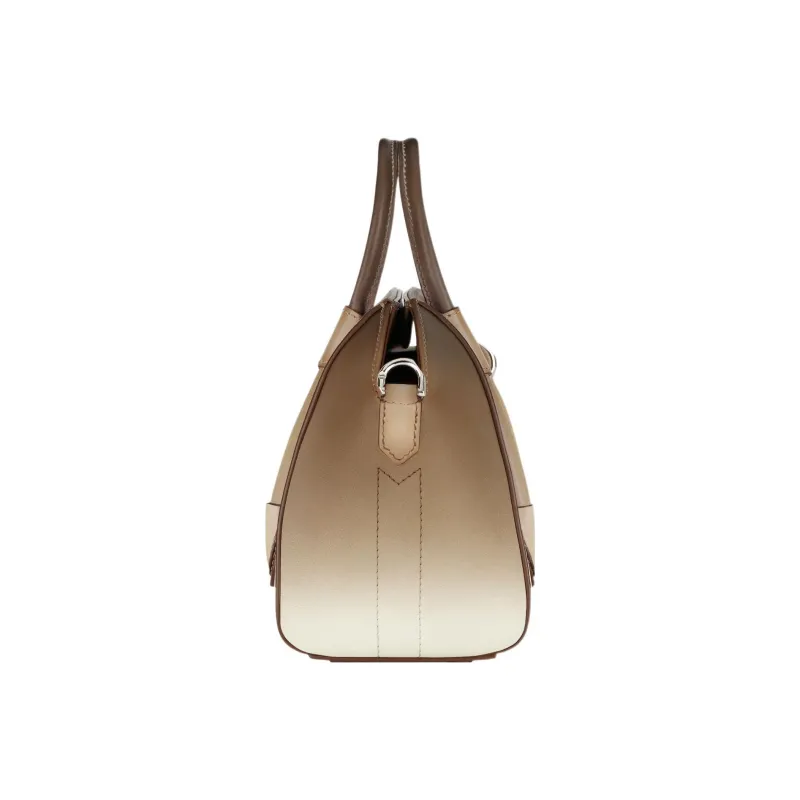 Givenchy Antigona Smooth Cow Leather Shoulder Bag, Crossbody Bag, Handbag Mini Women's Coffee/White-2