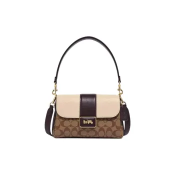 COACH Grace Cow Leather Shoulder Bag Portable Crossbody Bag Shoulder Bag Women's Brown Monogram Multicolor