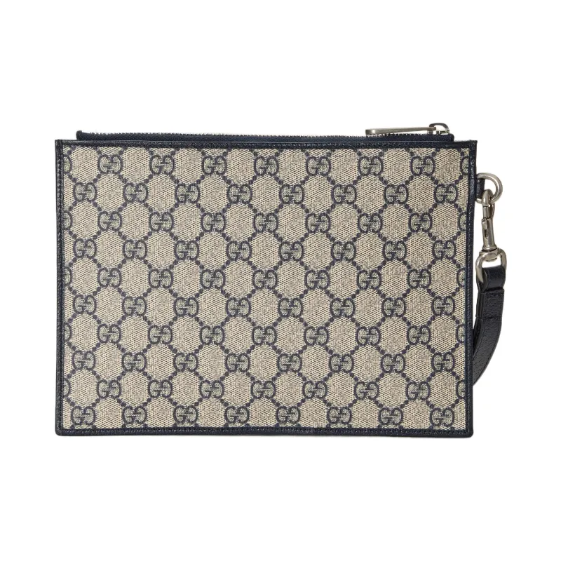 GUCCI Ophidia Canvas With Leather Binding Clutch Men's Beige/Blue-2