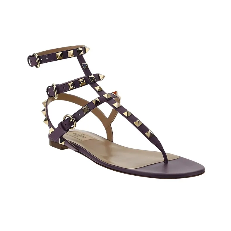 Valentino Rockstud One Strap Sandals Women's Purple-2