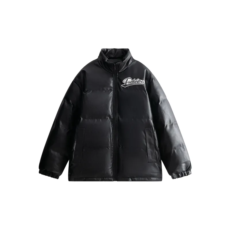 FANBIOU Letter Stand Collar Loose Fit Thickened Puffer Jacket Unisex-1