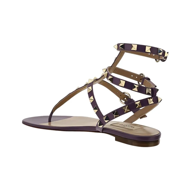 Valentino Rockstud One Strap Sandals Women's Purple-3
