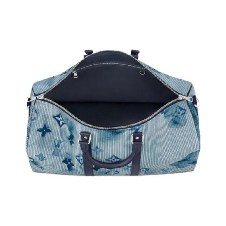 LOUIS VUITTON Keepall Bandouliere 50 Hickory Stripes Denim Watercolor-3
