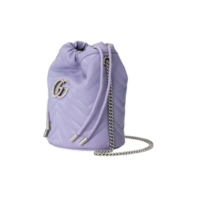 GUCCI GG Marmont Leather Bucket Bags Crossbody Bag, Shoulder Bag Mini Women's Light Purple-2