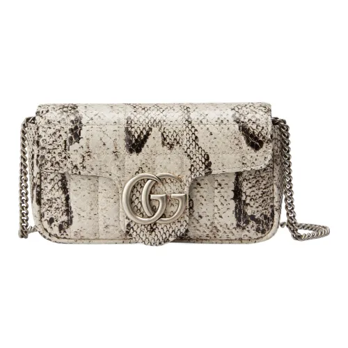 GUCCI GG Marmont Python Skin Crossbody Bag Shoulder Bag Women's Beige